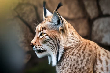 Foto op Plexiglas portrait of a lynx side view, golden hour, animal wild, Ai Generate  © Yasir
