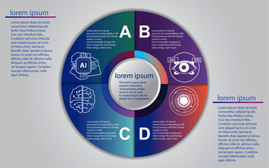 4 science circle templates, graphic templates, infographic design layouts, functional design, diagrams, flowcharts, web design, banners