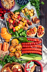 Summer BBQ or picnic food concept.