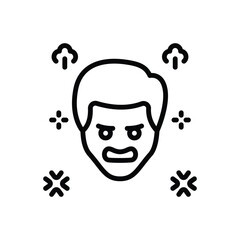 Black line icon for angry 