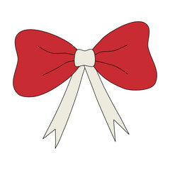 A Christmas bow PNG transparent background in a minimal xmas concept, illustration