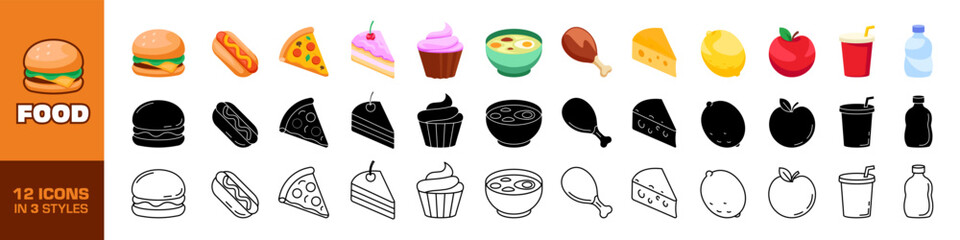 Food icon. Food and drink vector set. 