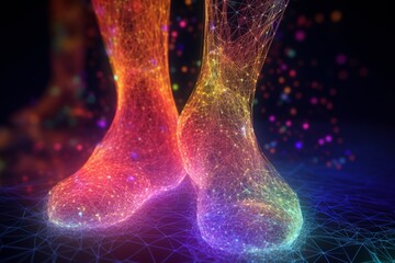 光る未来の足,Generative AI AI画像 - obrazy, fototapety, plakaty
