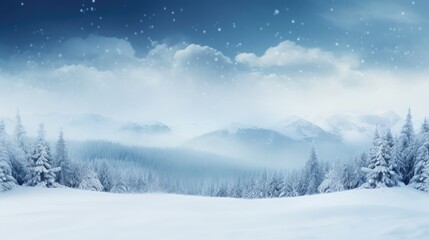 Snowy Wonderland Vista: Panoramic Winter Background