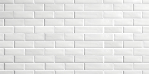 White Light Brick Subway Tiles | Ceramic Wall Texture for Wide Tile Background Banner Panorama | Seamless Pattern
