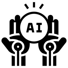 robotic glyph style icon