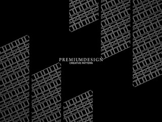 Black abstract background design. Modern wavy lines pattern (guilloche curves) in monochrome colors. Premium line texture for banners, business backgrounds. Dark horizontal vector template.