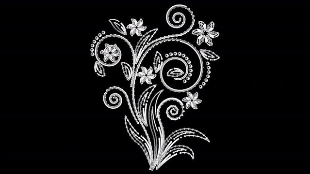 Animated spiral floral shapes on a transparent background