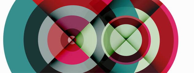 Circles with shadows trendy minimal geometric composition abstract background