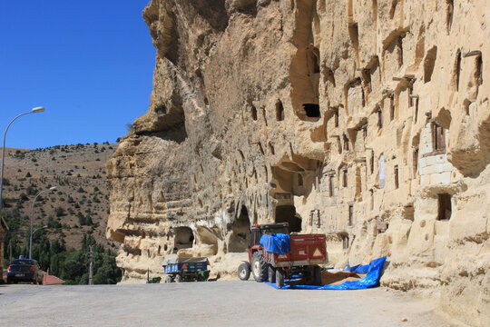 Taskale historical granaries in Karaman district of Turkey. 2022