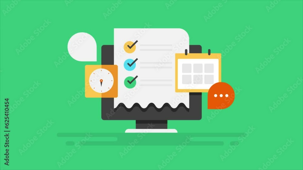 Poster person using business productivity software app on desktop pc, managing task, scheduling event calen
