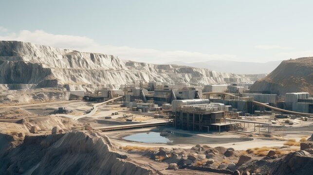 A lithium mine, vital in the production of batteries and electric vehicles. Generative AI