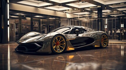 A shop selling luxury sports cars, showcasing sleek designs and superior performance. Generative AI