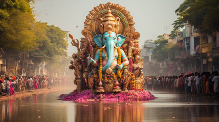 elephant ganesh at telangana festivals - obrazy, fototapety, plakaty