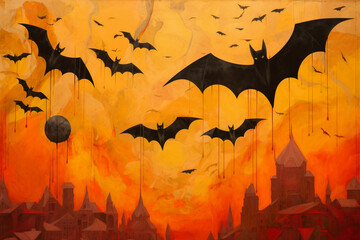 Bats fly over the city