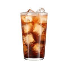 Glass of cola with ice png transparent background 