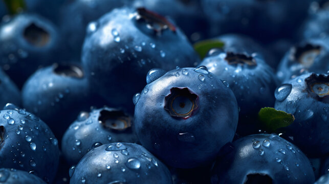 Closeup Blue Fruits Nature For Background. Generative Ai.