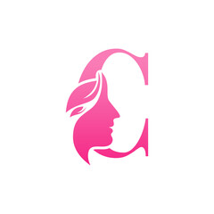 Initial C face beauty logo design templates
