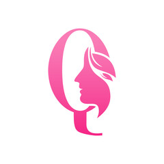 Initial Q face beauty logo design templates