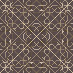 Seamless brown and golden ornament in arabian style. Geometric abstract background. Pattern for wallpapers and backgrounds