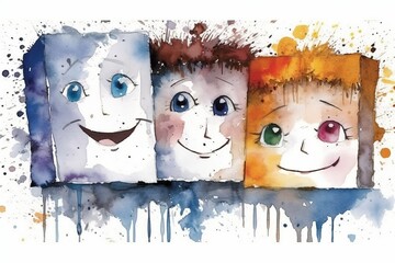 三人の笑顔の子供,Generative AI AI画像