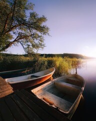 boat on the lake. Mazury Poland