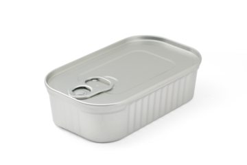 Tin can for food preservation such as sardines mackerel tuna Isolated with transparent shadow