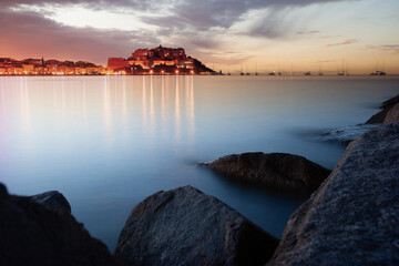 Beach in Clavi Corsica france, at sunset
