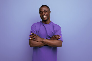 young successful handsome handsome american guy dressed in basic t-shirt isolated with copy space...