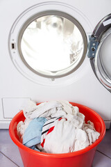 Bright light inside a white washing machine....