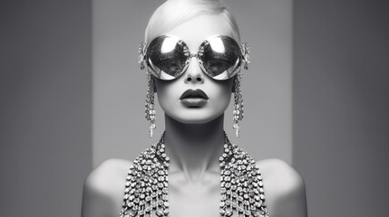 model wearing sunglasses, fashion illustration