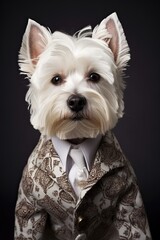 The Elegant Westie Strikes a Pose in High Fashion, Vintage-Styled