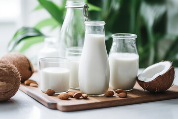 Healthy milk alternative milk drinks. 