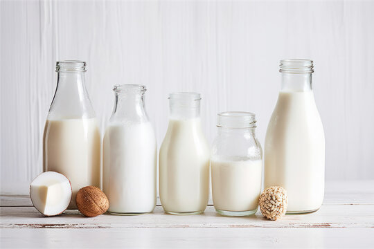 Healthy milk alternative milk drinks. 