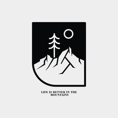 Mountain and camp illustration, outdoor adventure . Vector graphic for t shirt and other uses.