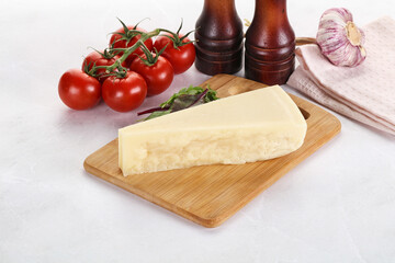 Piece Italian hard parmesan cheese