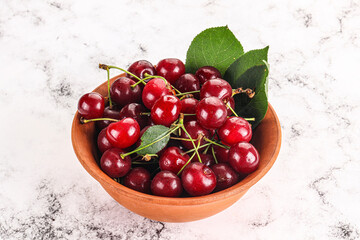 Ripe sweet juicy cherry heap