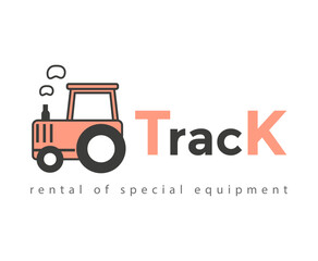 Logo for renting special equipment. Tractor, transport. Vector illustration