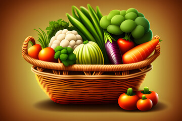 some fresh vegetables in the basket.Generative AI
