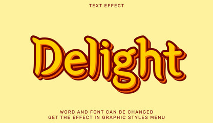 Delight text effect  template in 3d style. Text emblem for advertising, branding, business logo