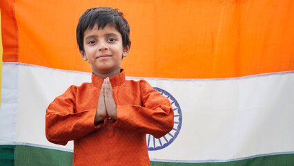 Little Indian girls celebrate the Auspicious Day - Independence Day Or Republic Day, Indian Model....