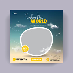 Obraz premium Travel Social Media Post Or Square Banner Instagram Template