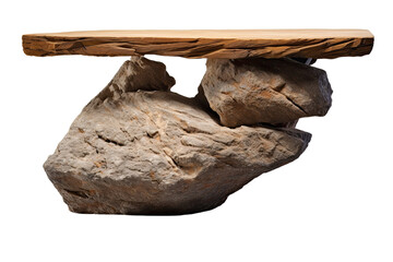 A table shaped like a rock, front centered view ,Stone round podium rock , illustration ,Isolated PNG
