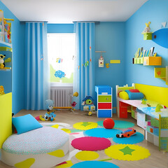 Interior of children's room with toys. Illustration generated ai