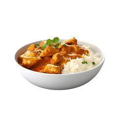 Chicken and rice in a bowl png transparent background