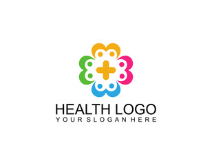 Abstract People Care Logo. Human Icon with Circular Two Hands Symbol. Flat Vector Logo Design Template Element.