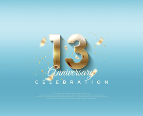 Fototapeta na wymiar 13th anniversary number. With elegant and luxurious 3d numbers. Premium vector background for greeting and celebration.