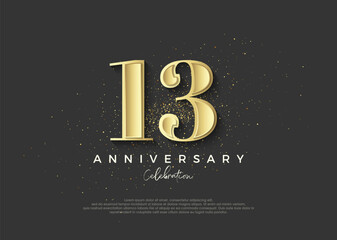 Fototapeta na wymiar 13th anniversary golden. Premium vector design to celebrate birthday. Premium vector background for greeting and celebration.