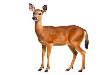 Image of common barking deer on white background. Wildlife Animals. Illustration, Generative AI.