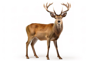 Fototapeta premium Image of rusa deer on white background. Wildlife Animals. Illustration, Generative AI.